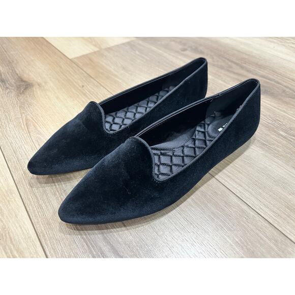 Birdies Shoes - Birdies Women's Sparrow Black Velvet Pointed Ballet Flats Size 8